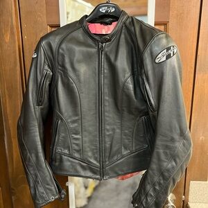 Joe Rocket black leather armor motorcycle jacket